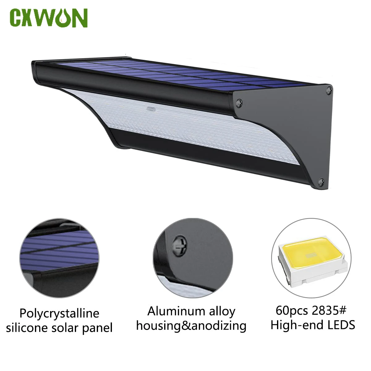 Waterproof Junction Box Solar - 60/48led luz de parede solar ao